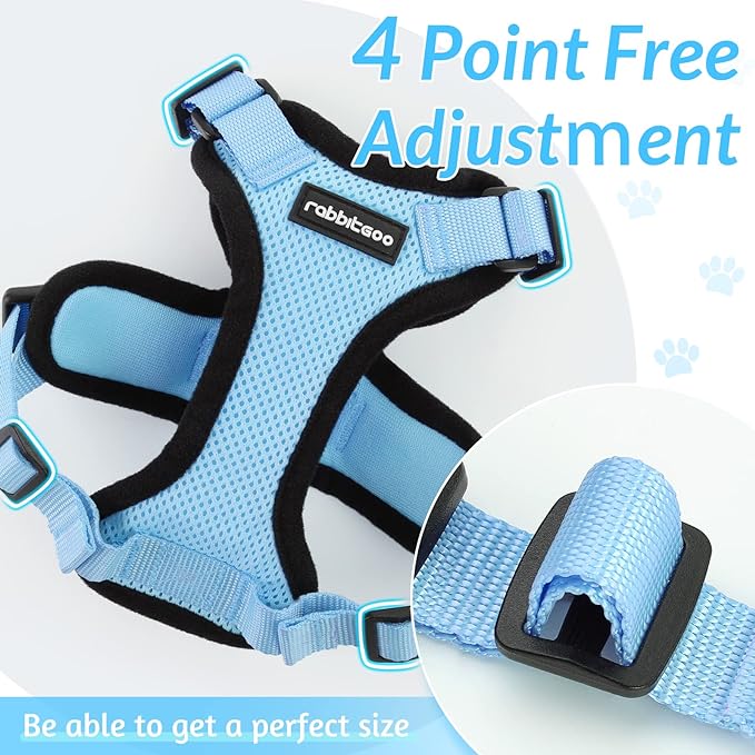 rabbitgoo Cat Harness and Leash for Walking, Escape Proof Soft Adjustable Vest Harnesses for Cats, Easy Control Breathable Reflective Strips Jacket, Light Blue, XS