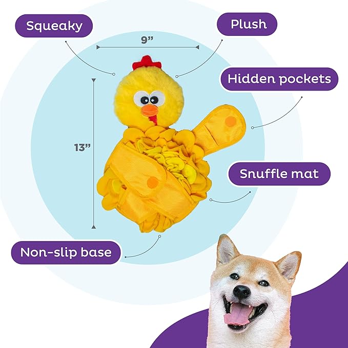 Outward Hound Nina Ottosson Snuffle Palz Interactive Plush Dog Puzzle and Snuffle Mat for Dogs, Non-slip Snuffle Mat, Dog Enrichment Toys, Plush, Yellow