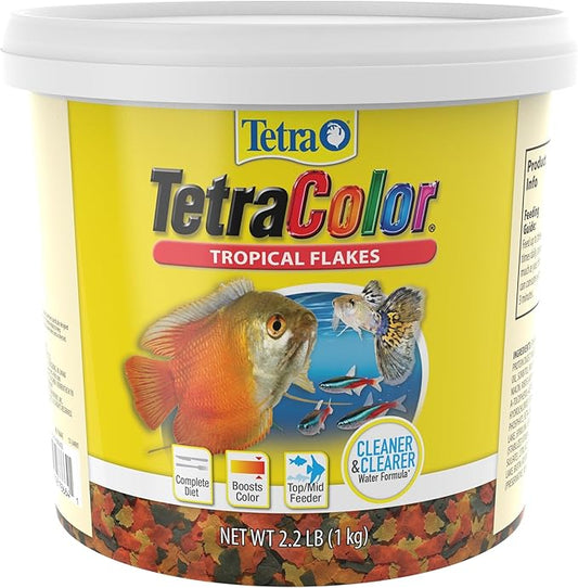 TetraColor Tropical Flakes, Color Boosting Fish Food, Nutritionally Balanced Diet for Tropical Fish, 2.2 lbs