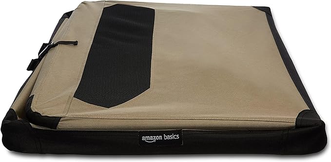 Amazon Basics - Folding Soft Crate for Cat, Dog, Rabbit, 36 Inch, Tan, 35.8"L x 24.0"W x 24.0"H