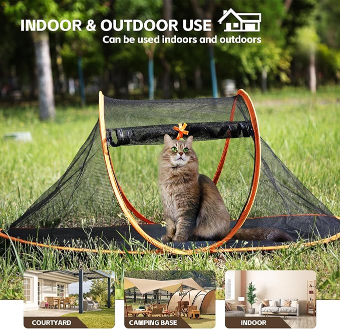 Pop-up Cat Tent, Portable Pet Playpen for Outdoor&Indoor,Outdoor Cat Enclosures - Cat Playpen for Camping,Traveling,Sunbathing