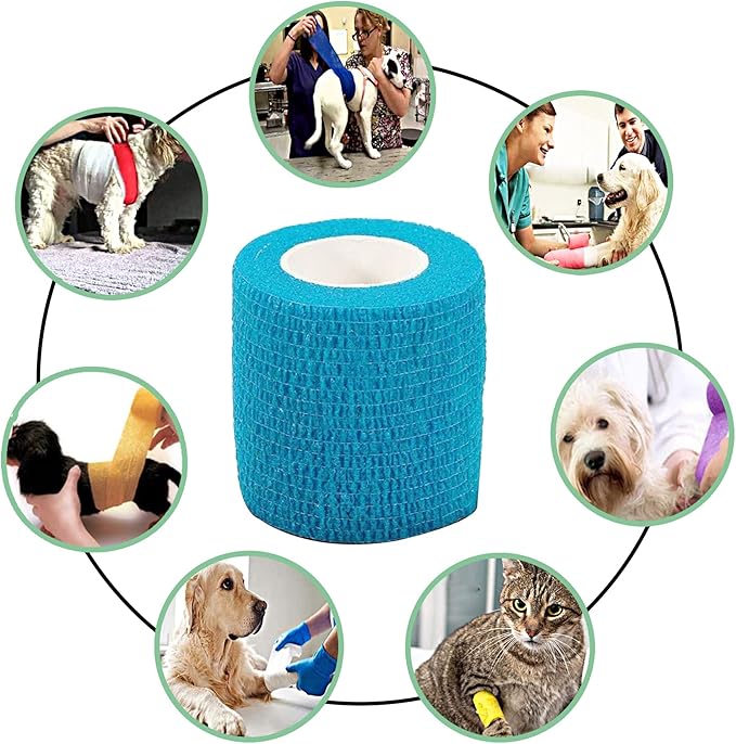 24 Roll Vet Wrap Bandages for Dogs Horses 2 Inch*5Yard Cohesive Medical Tape Self Adhesive Tape Flex Leg Wrap Adherent Non-Woven for Dog Cat Horse Pet Animals