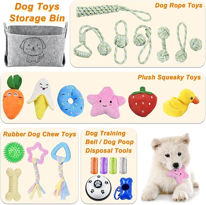 Dog Toys for Aggressive Chewers Tough Rope Chew Toys for Large and Medium Dog 3 Feet 5 Knots Indestructible Cotton Rope for Large Breed Dog Tug of War Dog Toy Teeth Cleaning (24pack)