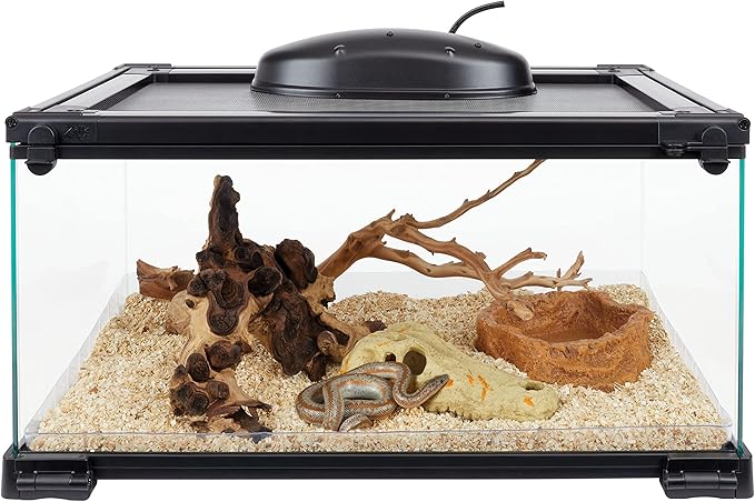 Zilla QuickBuild Terrarium with Easy Clean Bedding Tray, Sleek Glass Reptile Habitat, Easy Setup, Suitable for Most Reptile Pets, Whether Amphibians, Reptilians, Snakes, or Even Arachnids, 20"x12"x10"