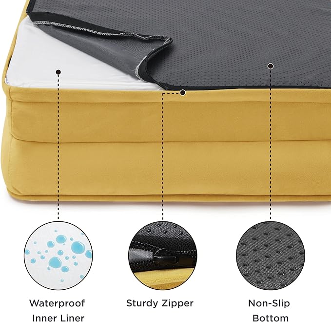 Bedsure Orthopedic Dog Bed for Extra Large Dogs - XL Washable Dog Sofa Beds Large, Supportive Foam Pet Couch Bed with Removable Washable Cover, Waterproof Lining and Nonskid Bottom, Spicy Mustard