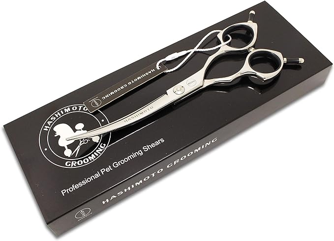 HASHIMOTO Grooming Scissors for Dogs, Curved Shears Dog Grooming Scissors for Large Hands, 6.5 inch, 30 Degree of Curved Blade, Light Weight.