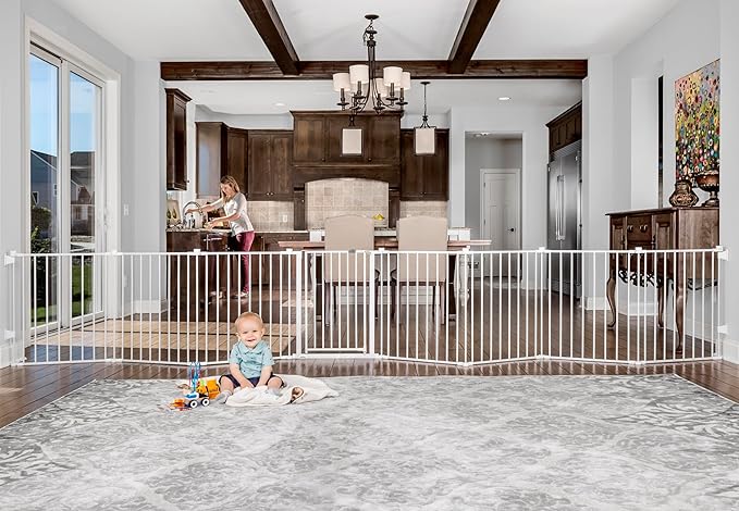 Regalo 192-Inch Super Wide Adjustable Baby Gate and Play Yard, 4-in-1, Bonus Kit, 4 Count (Pack of 1 & Easy Step 36" Extra Tall Walk Thru Baby Gate, includes 4-Inch Extension Kit, 4 Pack