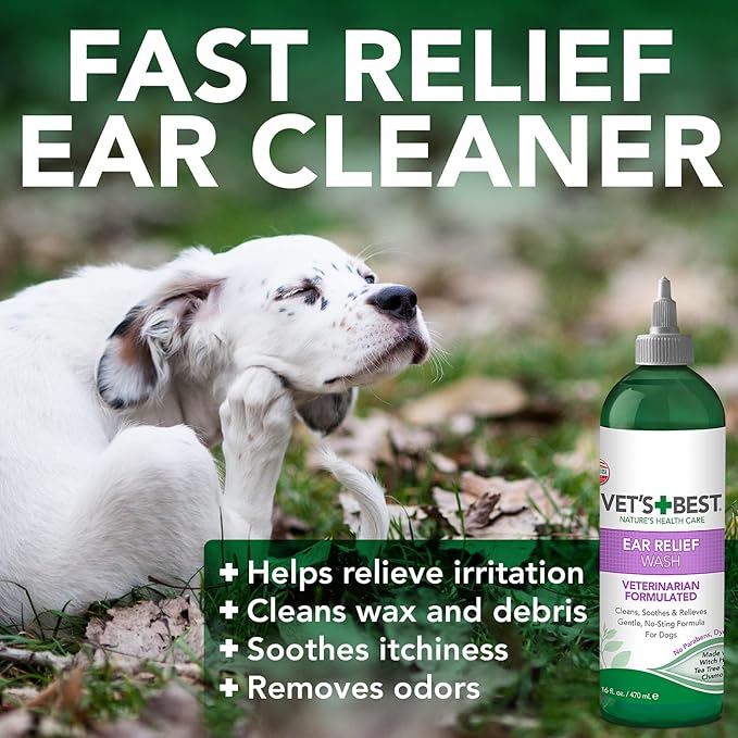 Vet's Best Ear Relief Wash Cleaner for Dogs, 16 oz Refill
