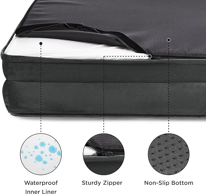 Bedsure Orthopedic Dog Bed for Extra Large Dogs - XL Plus Waterproof Dog Sofa Beds, Supportive Foam Pet Couch Bed with Removable Washable Cover, Waterproof Lining and Nonskid Bottom, Dark Grey