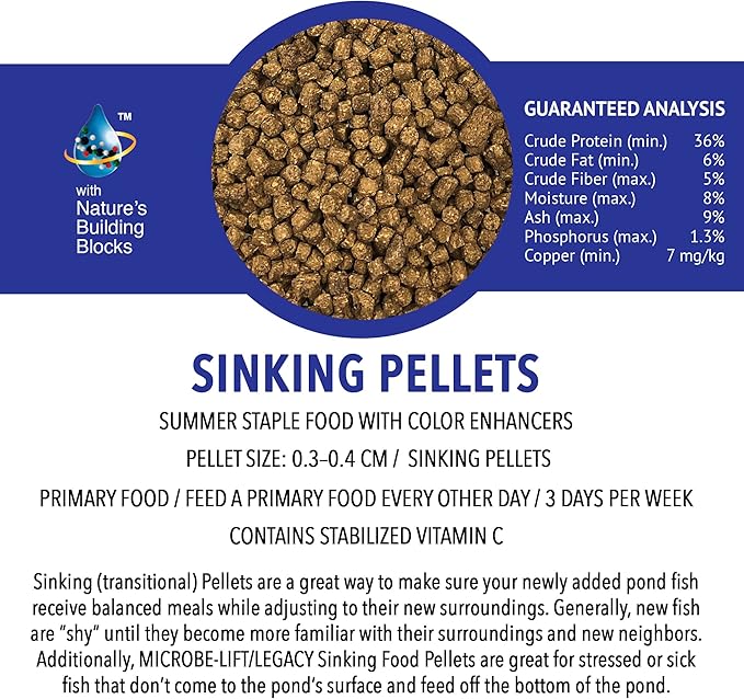 MICROBE-LIFT MLLSPBAG Sinking Fish Food Pellets for Ponds, Water Gardens, and Fountains, for Live Goldfish and Koi, 40 Pounds