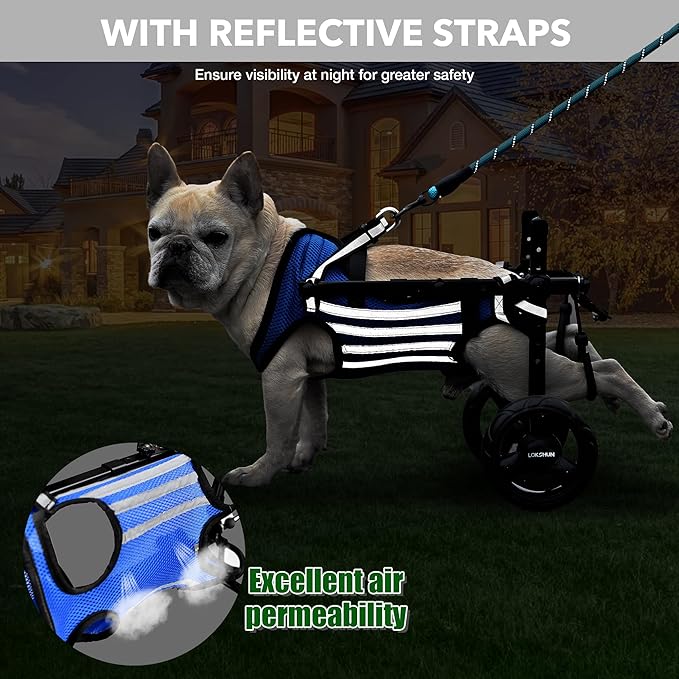 2024 Upgraded Dog Wheelchair for Back Legs Small Wheelchair for Dogs with Disabled Hind Legs Walking Adjustable Dog Carts with Heavy duty Wheels & Patented