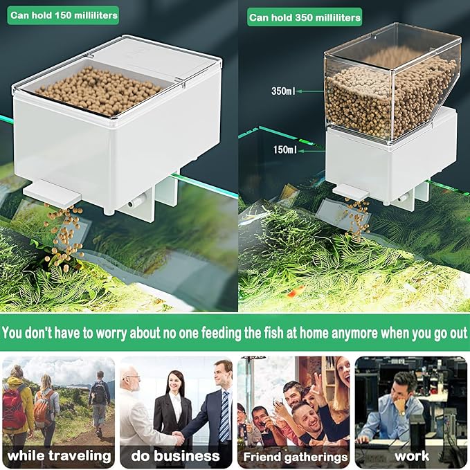 ZHHMl Automatic Feeders, Vacation Fish Feeder Multiple timed Feeding Modes,Mute, 500ml Large Capacity,with Digital Display,Moisture Proof Won't Clog