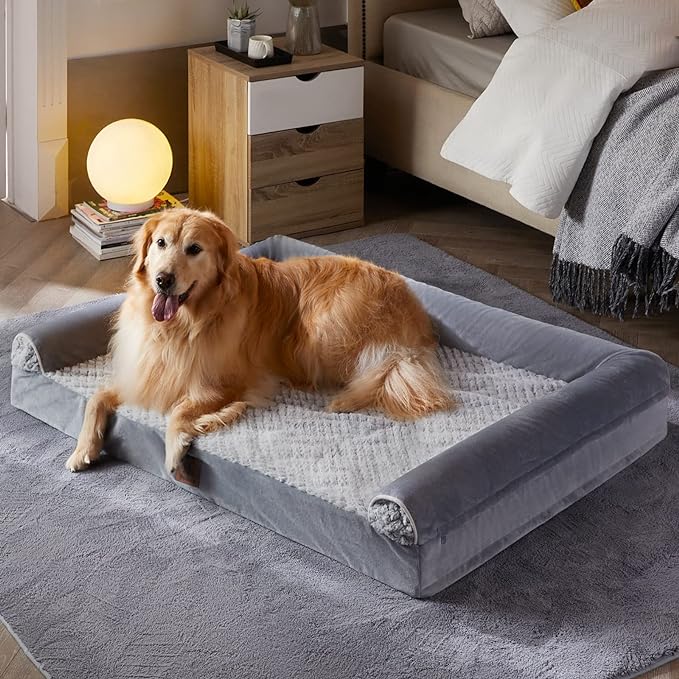 WNPETHOME Dog Beds for Medium Large Dogs, Orthopedic Sofa Mat Pillow with Removable Waterproof Cover, Egg-Foam Crate Bed