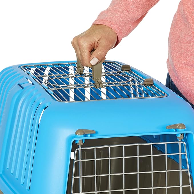 MidWest Homes for Pets Spree Travel Pet Carrier, Dog Carrier Features Easy Assembly and Not The Tedious Nut & Bolt Assembly of Competitors, Ideal for Small Dogs & Cats, Blue, 24-Inch, Top Door