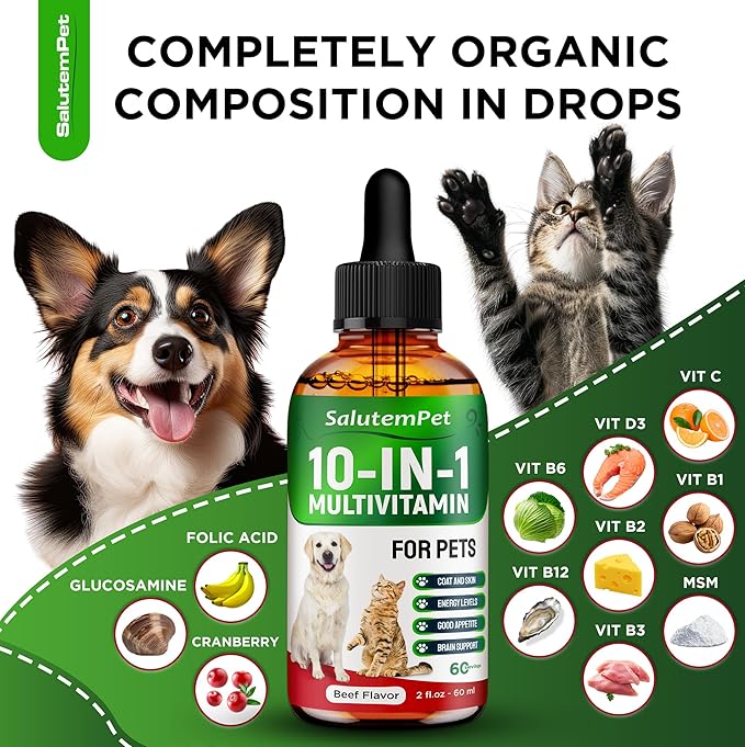 Cat & Dogs Vitamins and Supplements | Vitamins for Cats and Dogs | Pet Vitamins and Supplements | Dog Multivitamins | Cat Vitamins and Supplements | Liquid Dog Vitamins | Cat Multivitamins | 2 Oz