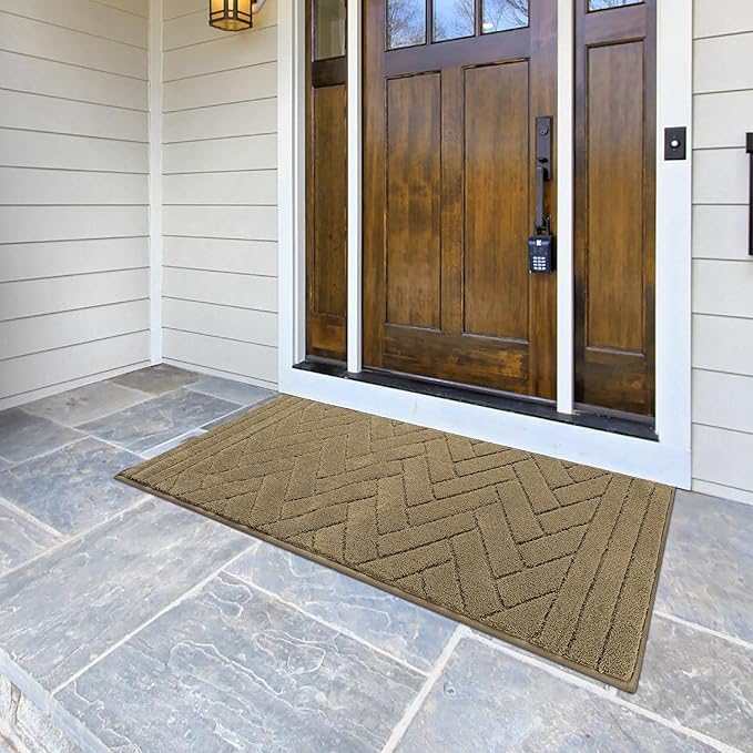 Tindbea Dog Mat for Muddy Paws,Absorbs Moisture Dirt Non-Slip Washable Mud Mat for Dogs,Soft Rubber Backing Front Inside Pet Rug for Entryway, Mud Dog Paws, Patio(24"x59",Latte)