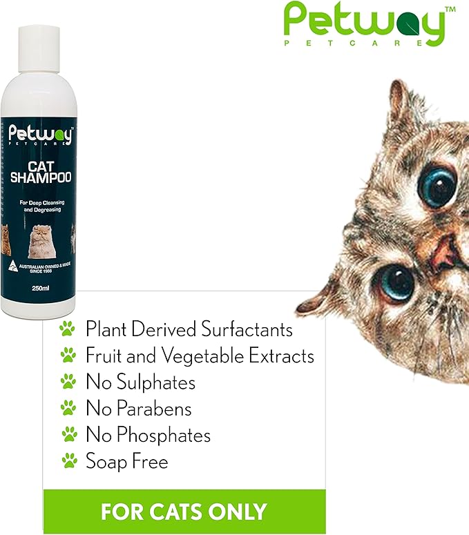 Petway Petcare Cat Shampoo, Anti Dandruff Shampoo for Deep Cleanse & Degreasing, Removes Excess Oils, Dirt and Dandruff, pH Balanced, Parabens & Sulfates Free, Cruelty Free, 8.5 Fl Oz (250ml)