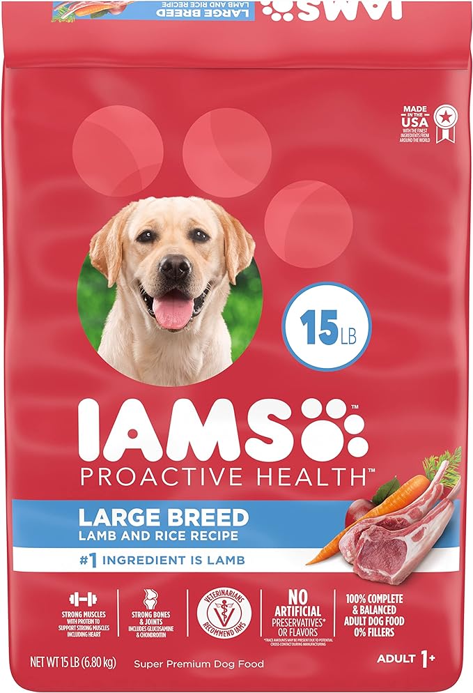 IAMS Large Breed Adult Dry Dog Food Lamb & Rice Recipe, 15 lb. Bag