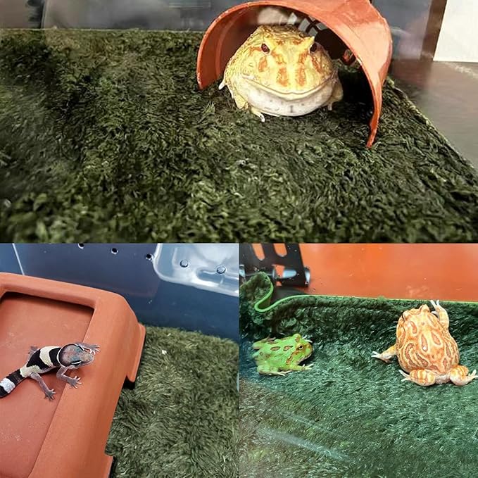 kathson 4pcs Reptile Carpet Terrarium Liner Tortoise Bedding Reptile Substrate Liner Mat Pet Cage Mats Supplies for Lizard Snake Bearded Dragon Gecko Chameleon Turtle Iguana (11.81 X 7.87 in)