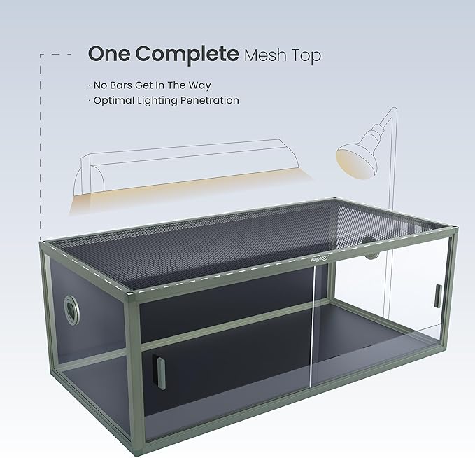85 Gallon Reptile Tank, Front Opening Snake Tank for Easy Maintenance, Reptile Enclosure with Top Screen Ventilation 48''x24''x18''