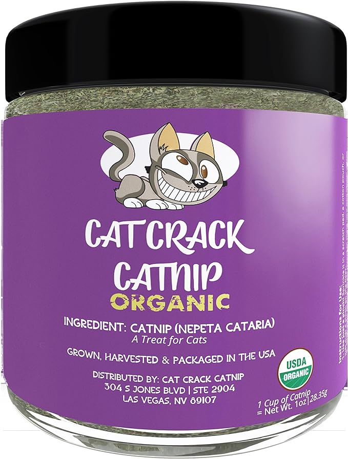 Cat Crack Organic Catnip, 100% Natural Cat Nips Organic Blend That Energizes and Excites Cats, Safe Catnip Treats Used for Cat Play, Cat Training, & New Organic Catnip Toys for Cats(1 Cup Organic)