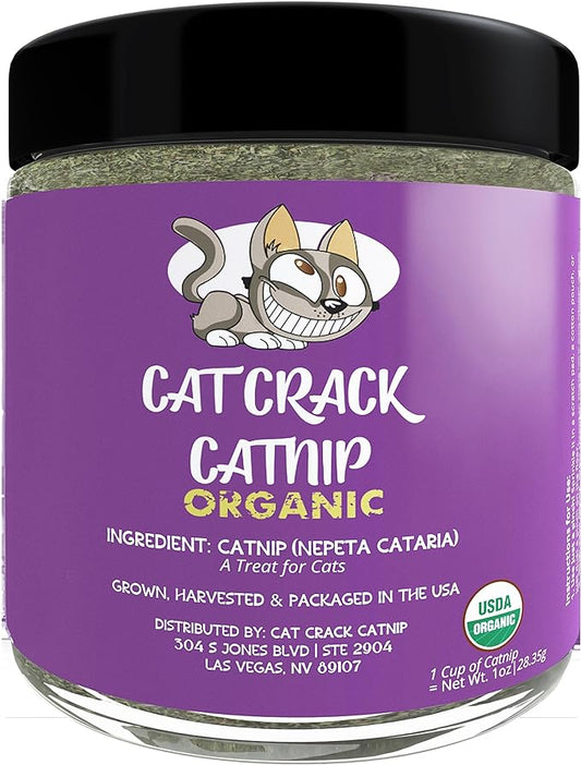 Cat Crack Organic Catnip, 100% Natural Cat Nips Organic Blend That Energizes and Excites Cats, Safe Catnip Treats Used for Cat Play, Cat Training, & New Organic Catnip Toys for Cats(1 Cup Organic)