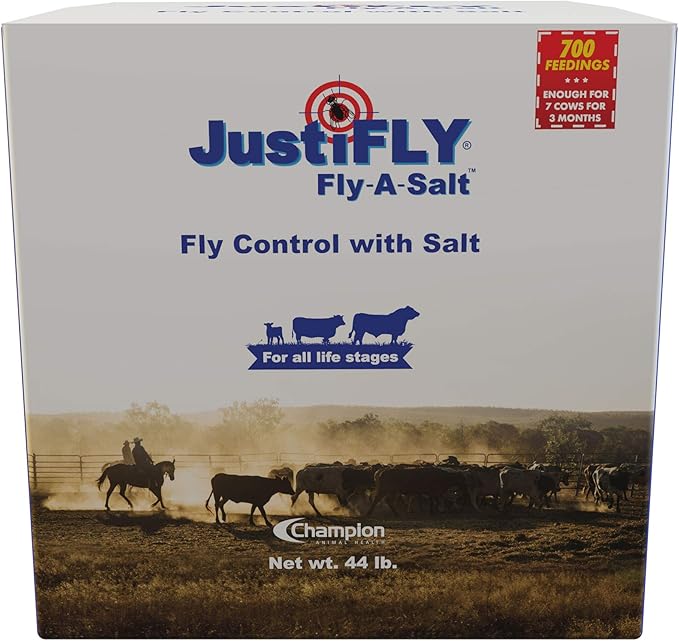 Fly-A-Salt Cattle Fly Control Block with Salt, 44 lb | 700 Feedings Per Salt Block. One Block Feeds 7 Cows for 3 Months.