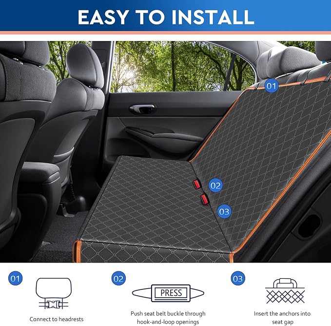 Dog Car Seat Cover Dog Seat Cover for Back Seat Scratch Prevention Dog Hammock Protects Against Dirt Dog Seat Covers for Cars Fits for Small SUVs and Trucks 54"x 58", Orange