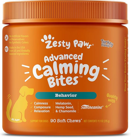 Zesty Paws Calming Chews for Dogs Composure & Relaxation for Everyday Stress & Separation Advanced Melatonin 90 Count