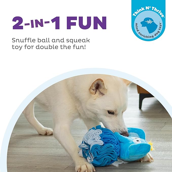 Outward Hound Nina Ottosson Stuff N' Snuffle Plush Snuffle Ball Dog Puzzle, Elephant, Blue