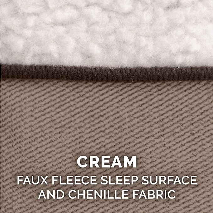 Furhaven Orthopedic Dog Bed for Large Dogs w/ Removable Bolsters & Washable Cover, For Dogs Up to 125 lbs - Sherpa & Chenille Sofa - Cream, Jumbo Plus/XXL