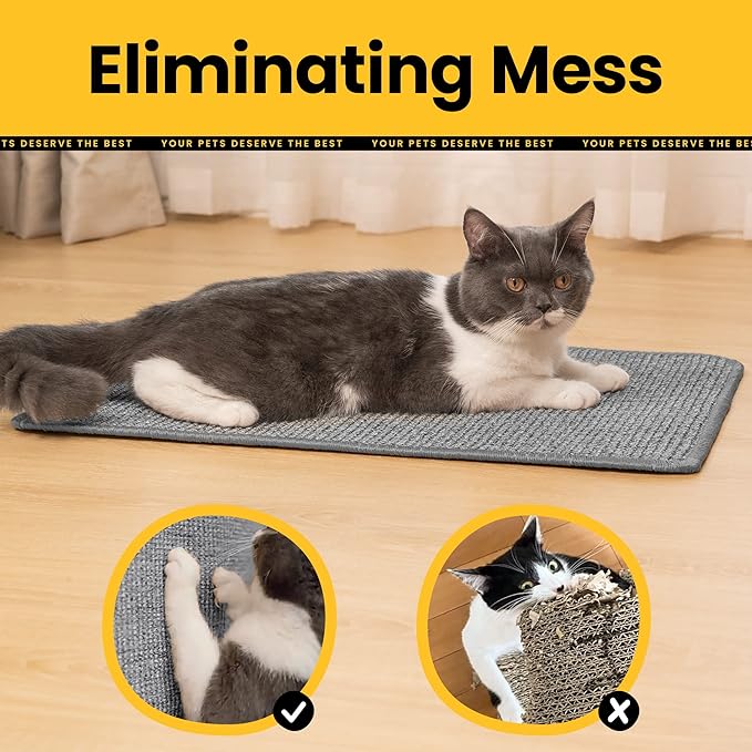 Cat Scratcher Mat,Natural Sisal Cat Scratch Pad,Horizontal Floor Cat Scratching Pads Rug for Indoor Cats Grinding Claws Nails,Cat Furniture Protector for Couch & Carpets & Sofas