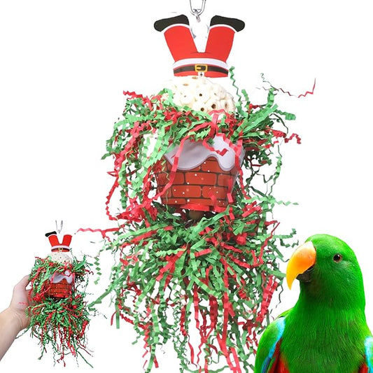 Bonka Bird Toys Christmas Elf Santa Snowman Reindeer Natural Sola Chew Forage Small Medium Bird Toy Cockatiel Parakeet Conures and Other Similar Birds (2435 Santa)