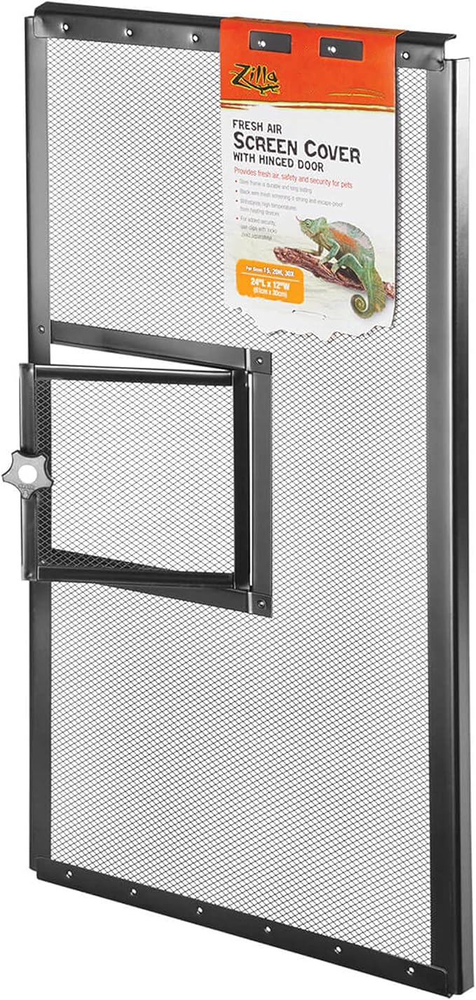 Zilla Pet Reptile Terrarium Fresh Air Screen Cover with Hinged Door 24" x 12"