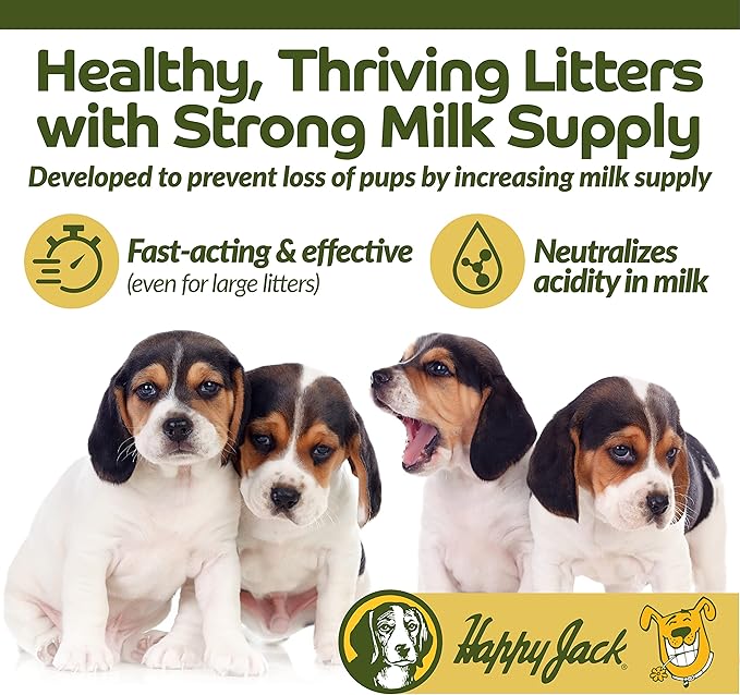 HAPPY JACK Milkade Dog Breeding & Nursing Supplies, Milk Production Aid for Female Dogs & Healthy Litter, Pregnant Prenatal Vitamin with Vitamin B1 (2 oz)