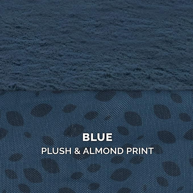 Furhaven Memory Foam Dog Bed for Large Dogs w/ Removable Bolsters & Washable Cover, For Dogs Up to 95 lbs - Plush & Almond Print L Shaped Chaise - Blue Almonds, Jumbo/XL