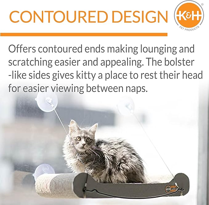 K&H Pet Products EZ Mount Cat Scratcher Kitty Sill Window Sill Cat Bed, Cat Window Bed Cat Furniture Cat Window Hammock, Sturdy Cat Window Perch for Large Cats, Cat Hammock for Window Cat Perch