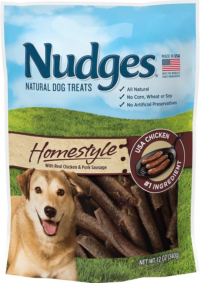 Blue Buffalo Nudges Homestyle Natural Dog Treats, Chicken and Pork, 12oz Bag