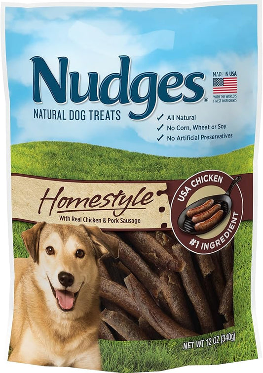 Blue Buffalo Nudges Homestyle Natural Dog Treats, Chicken and Pork, 12oz Bag