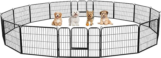 Yaheetech Heavy Duty Extra Wide Dog Playpen, 16 Panels Outdoor Pet Fence for Large/Medium/Small Animals Foldable Puppy Exercise Pen for Garden/Yard/RV/Camping 24 Inch Height x 32 Inch Width