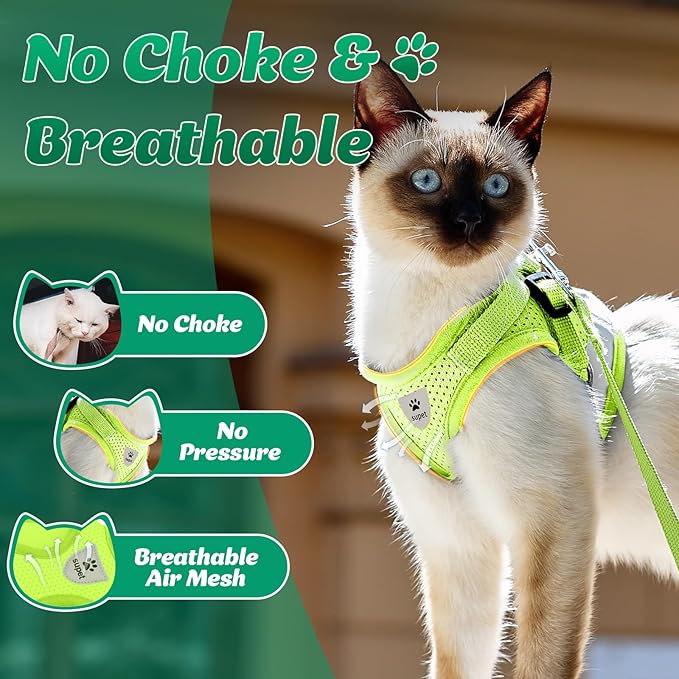 Supet Cat Harness and Leash Set for Walking Cat and Small Dog Harness Soft Mesh Harness Adjustable Cat Vest Harness with Reflective Strap Comfort Fit for Pet Kitten Puppy Rabbit