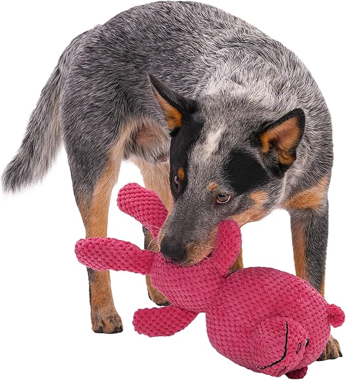 goDog Checkers Hippo Squeaky Plush Dog Toy, Chew Guard Technology - Pink, Large