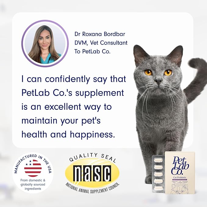 PetLab Co. Probiotics for Cats, Support Gut Health, Diarrhea, Digestive Health & Immune Support - Easy to Use - 30 Count