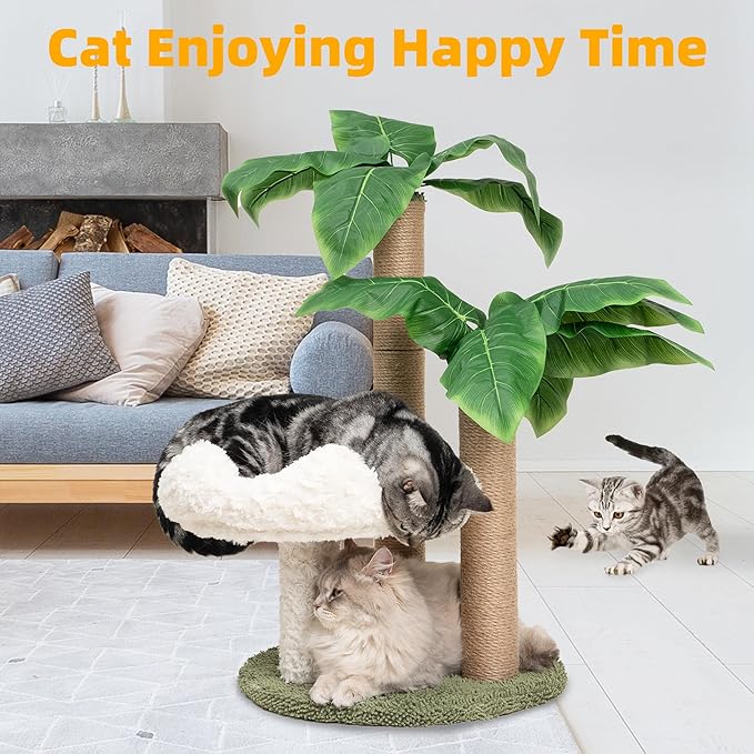 Cat Scratching Post Palm Tree with Bed Cloud Cute Cat Tree for Indoor Large Cats 3 Scratching Poles Sisal Hanging Balls for Cat Perch Cat Scratcher for Kitten and Adult Cats Tower Climber