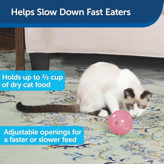 PetSafe Slimcat Feeder Ball - Interactive Game for Your Cat - Fill with Food and Treats - Pink