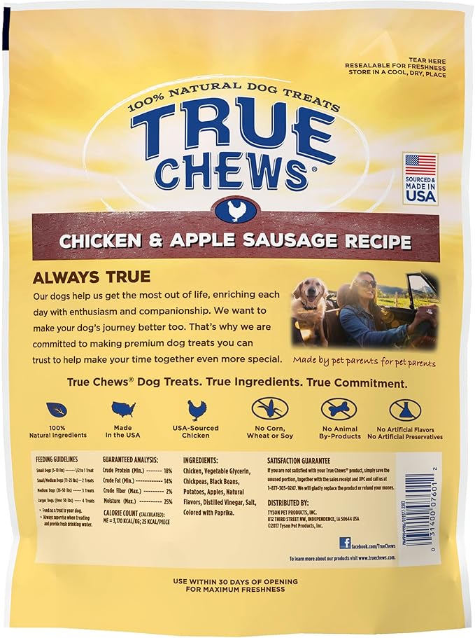 Blue Buffalo True Chews Natural Dog Treats, Chicken and Apple Recipe 12 oz bag