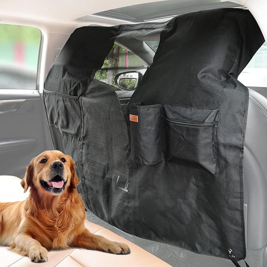 LOOBANI Dog Car Barrier 46‘’ Wide with Adjustable Rope and Storage Bag, Universal for Cars and Suvs, Designed to Prevent Pets and Children from Interfering with Safe Driving