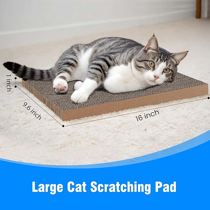 4 Packs Cat Scratcher, Cat Scratching Board for Indoor Cats and Kitten, Large Size Cat Scratching Pad, Durable&Premium Recyclable Cardboard Cat Scratcher