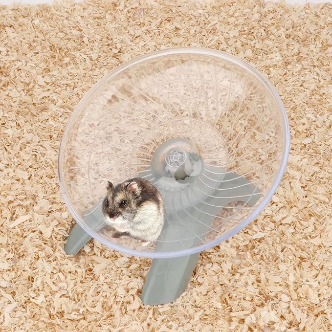 Hamster Wheel Silent Hamster Exercise Wheel Running Spinner Hamster Flying Saucer for Hamsters Gerbils Mice and Other Small Pets (Dark Grey)