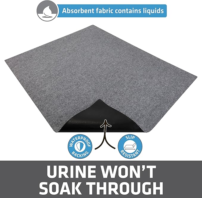 Drymate Original Cat Litter Mat, Contains Mess from Box, Protects Floors, Urine-Proof, Machine Washable, Soft on Kitty Paws, Absorbent, Waterproof (USA Made, Recycled Content) (29”x36”)(Light Grey)